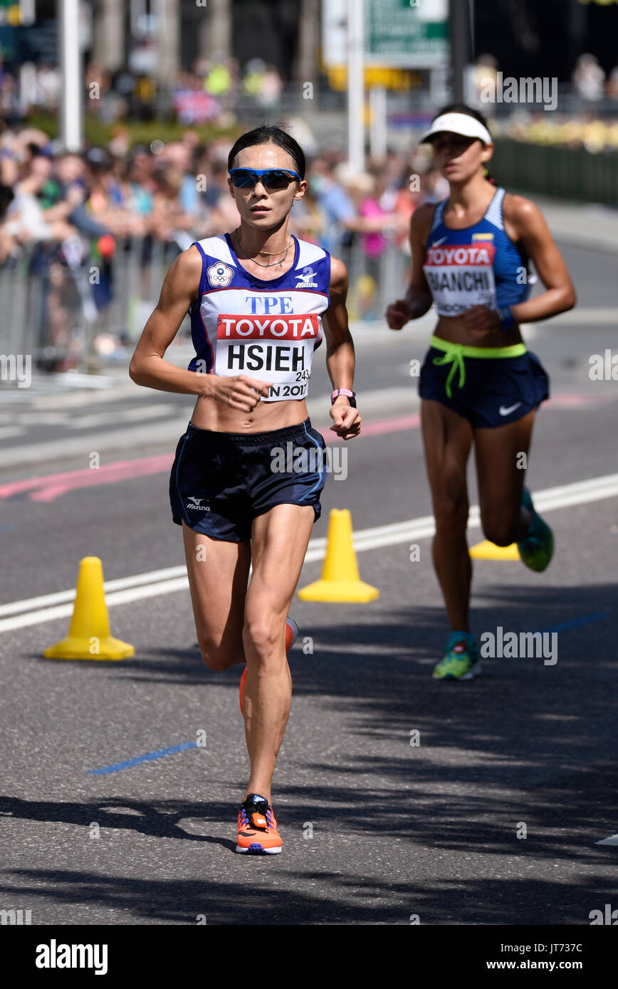 Chien Ho Hsieh, de Taipei chinois, participe au marathon des Championnats du monde de l'IAAF 2017 à Londres, au Royaume-Uni Banque D'Images