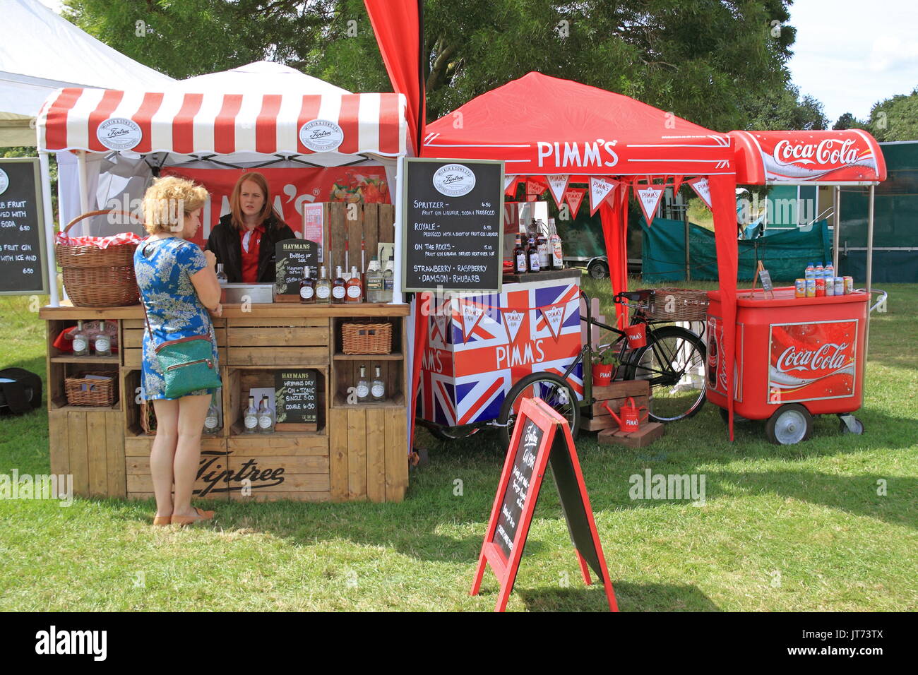 Tiptree Gin et cale, Pimms Food Village, RHS Garden Hyde Hall Flower Show 2017, Chelmsford, Essex, Angleterre, Grande-Bretagne, Royaume-Uni UK Europe Banque D'Images