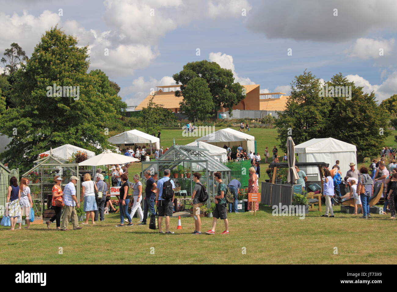 Maisons vertes et Pepe Direct, meubles de jardin Hyde Hall RHS Flower Show 2017, Chelmsford, Essex, Angleterre, Grande-Bretagne, Royaume-Uni, UK, Europe Banque D'Images
