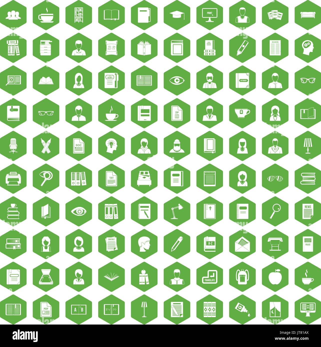 100 icônes lecteur vert hexagonal Illustration de Vecteur