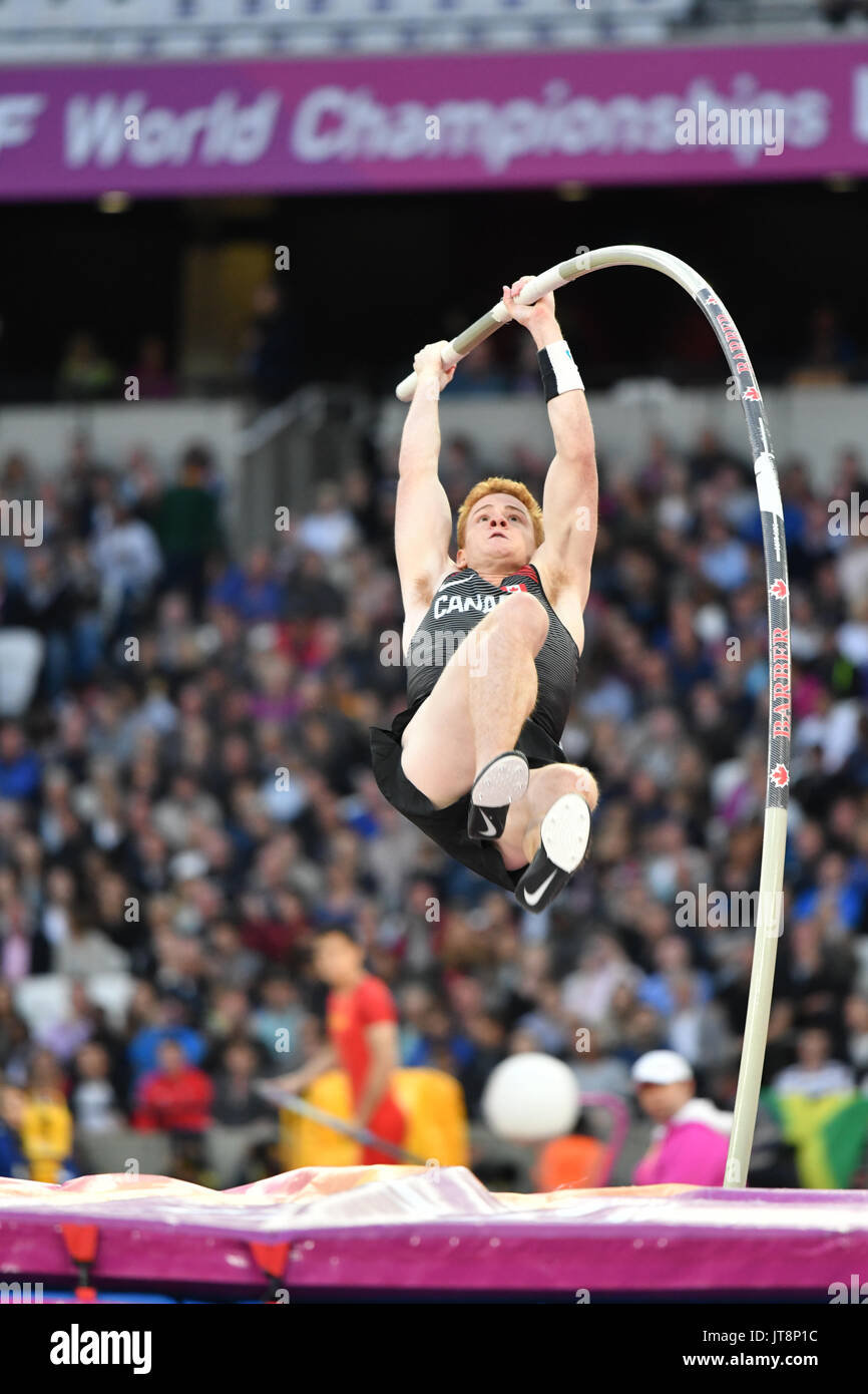 Londres, Royaume-Uni. 8e août, 2017. Es Championnats du monde. Jour 5. À la perche, les hommes. Finale. Shawnacy Barber (CAN). Crédit : Matthieu Chattle/Alamy Live News Banque D'Images