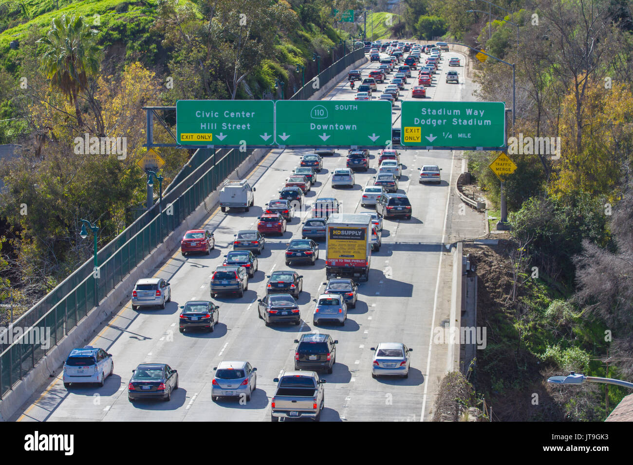 L'horizon du centre-ville de Los Angeles, Californie. Los Angeles est la ville la plus peuplée de l'état américain de Californie. Banque D'Images