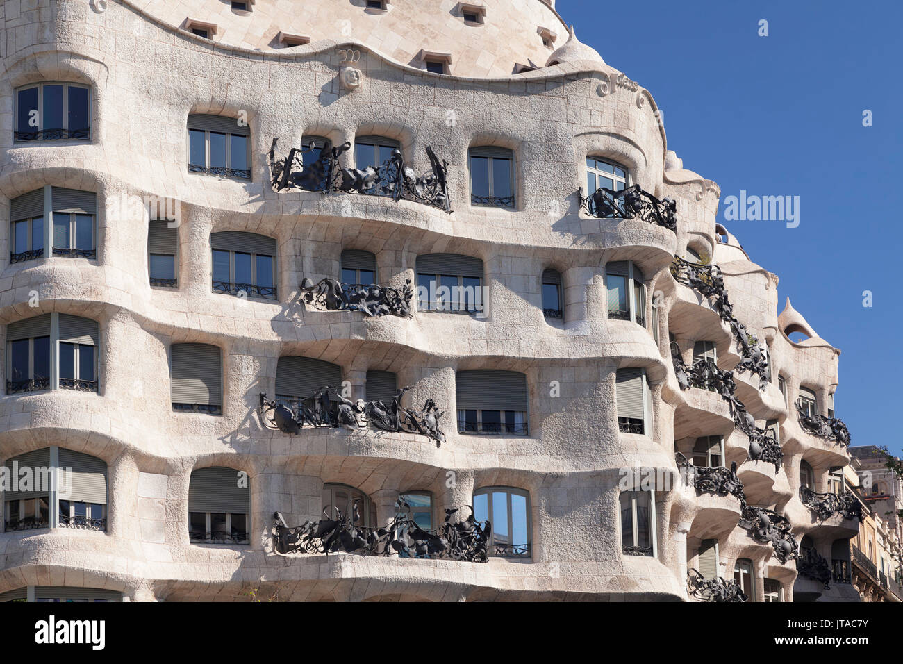 Casa Mila (La Pedrera), l'architecte Antonio Gaudi, Modernisme, UNESCO World Heritage Site, Eixample, Barcelone, Catalogne, Espagne, Europe Banque D'Images