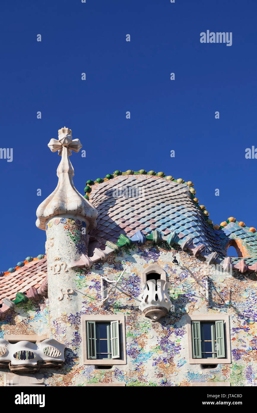 Casa Batllo, l'architecte Antonio Gaudi, Modernisme, UNESCO World Heritage Site, Eixample, Barcelone, Catalogne, Espagne, Europe Banque D'Images