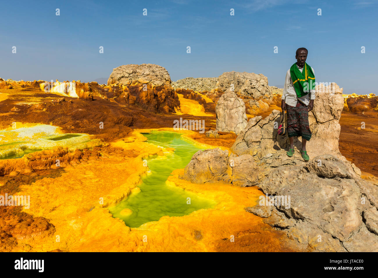 Ressorts de couleur dans l'acide, Dallol hottest place sur terre, dépression Danakil, l'Éthiopie, l'Afrique Banque D'Images