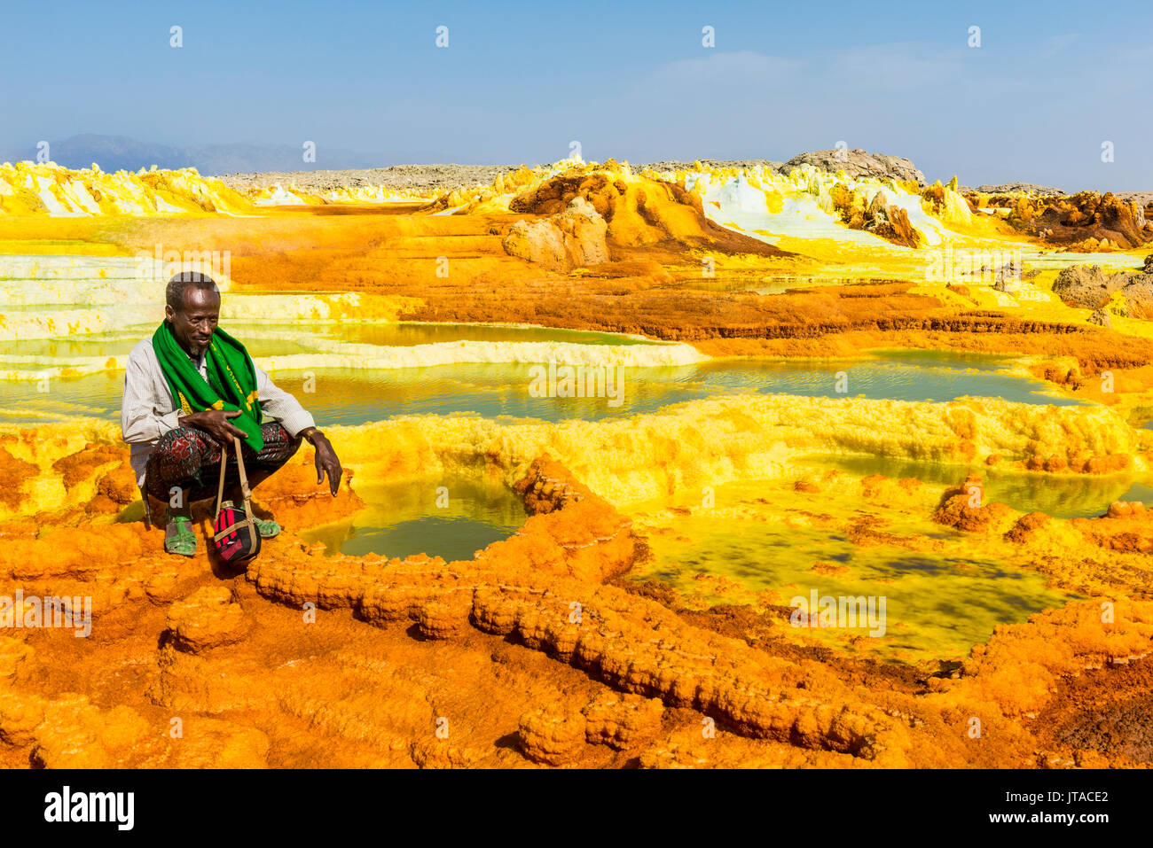 Ressorts de couleur dans l'acide, Dallol hottest place sur terre, dépression Danakil, l'Éthiopie, l'Afrique Banque D'Images