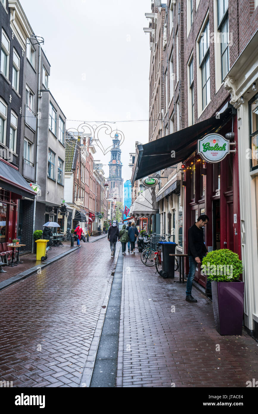 Quartier du Jordaan, avec la flèche de Westerkerk au-delà, Amsterdam, Pays-Bas, Europe Banque D'Images Quartier du Jordaan, avec la flèche de Westerkerk au-delà, Amsterdam, Pays-Bas, Europe Banque D'Images