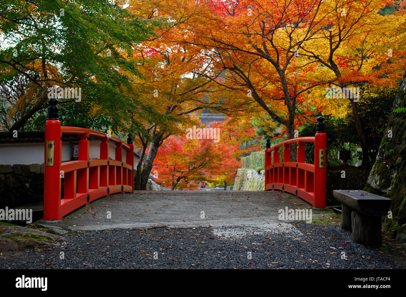 Bridge aux couleurs de l'automne, la vallée d'Ohara, Kyoto, Japon, Asie Banque D'Images