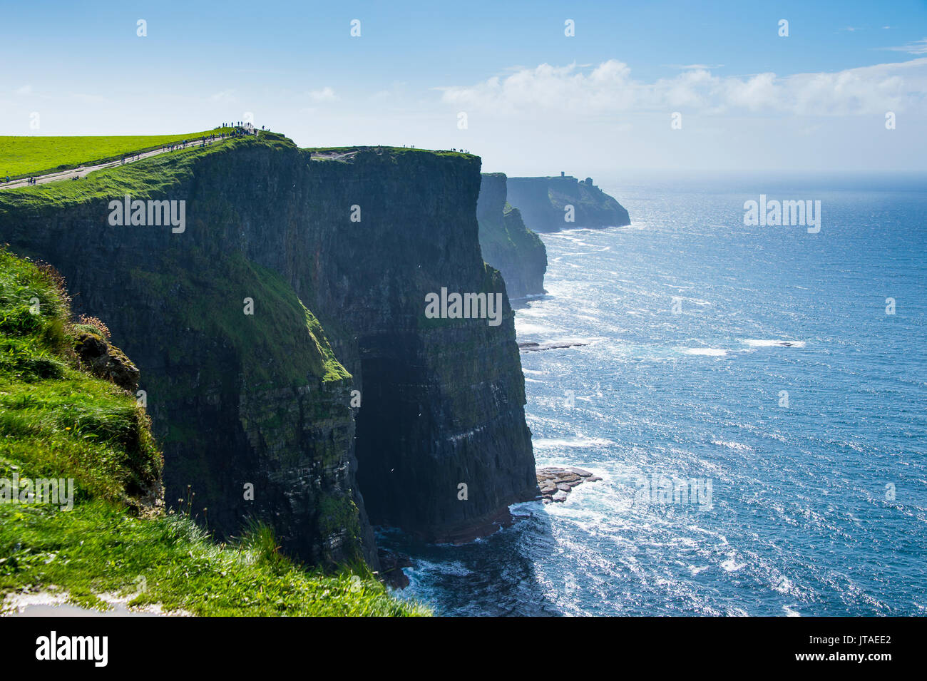 Les falaises de Moher, le Burren, comté de Clare, Munster, République d'Irlande, Europe Banque D'Images
