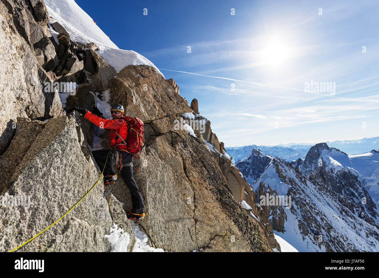 Les Droites d'escalade, 4000m, à Chamonix, Rhone Alpes, Haute Savoie, Alpes, France, Europe Banque D'Images