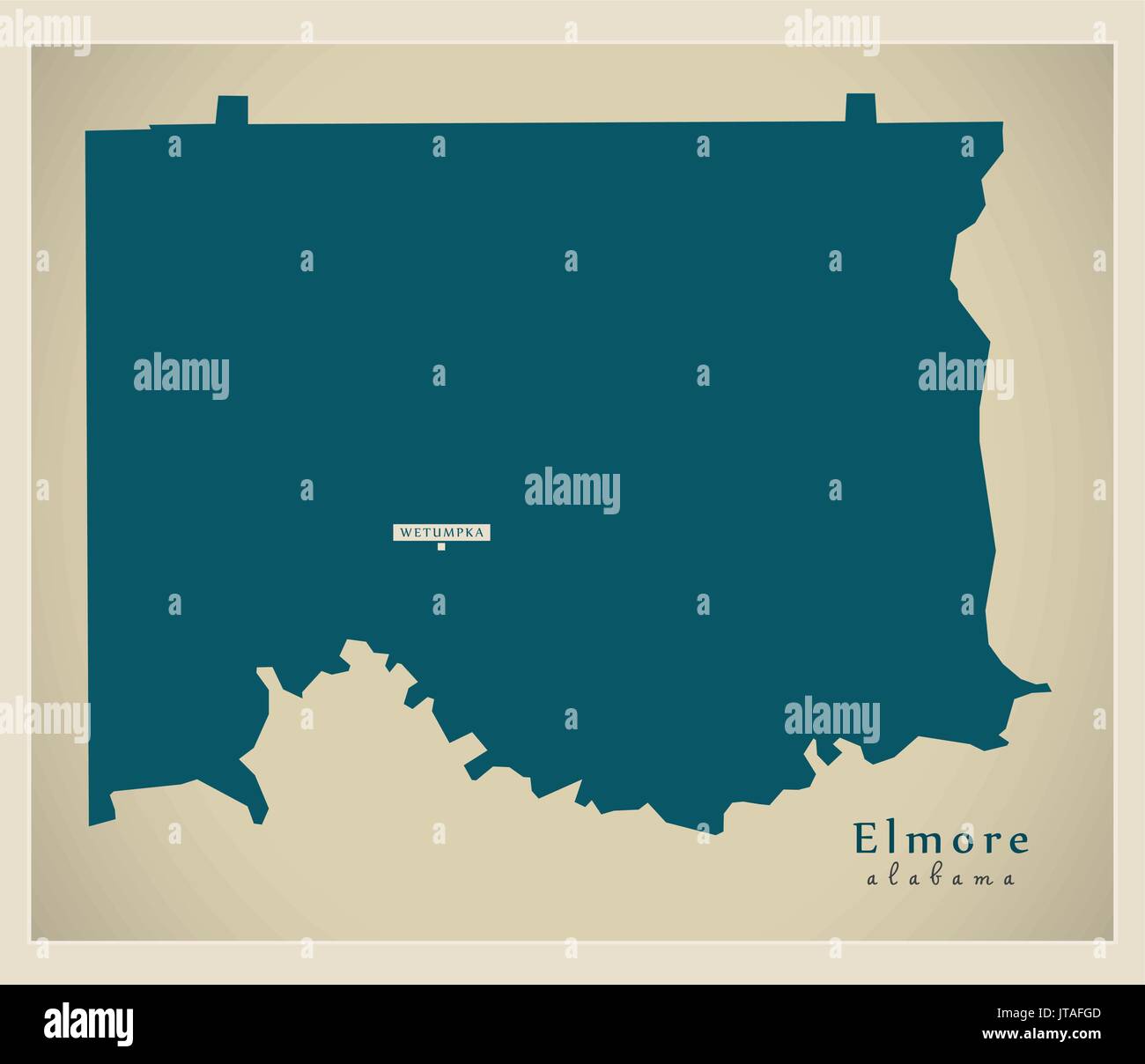 Carte moderne - Elmore Comté de l'Alabama USA illustration Illustration de Vecteur