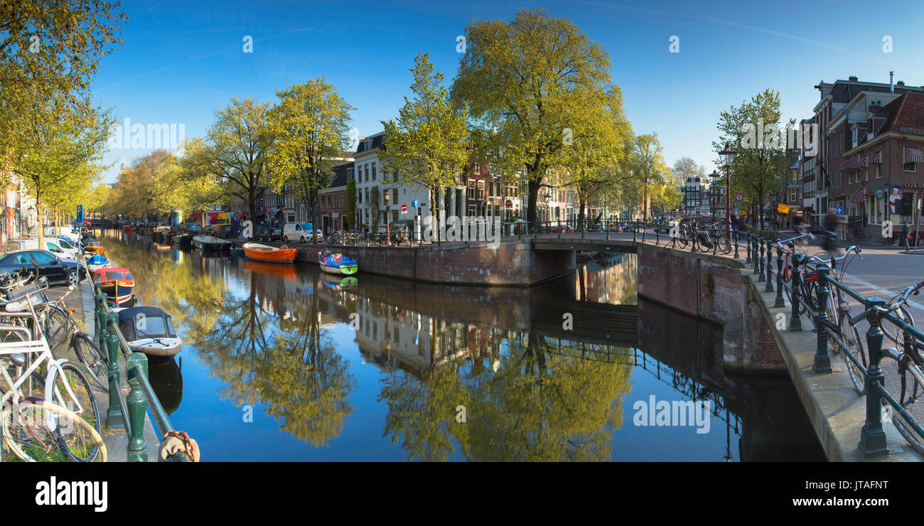 Canal Lijnbaansgracht, Amsterdam, Pays-Bas, Europe Banque D'Images