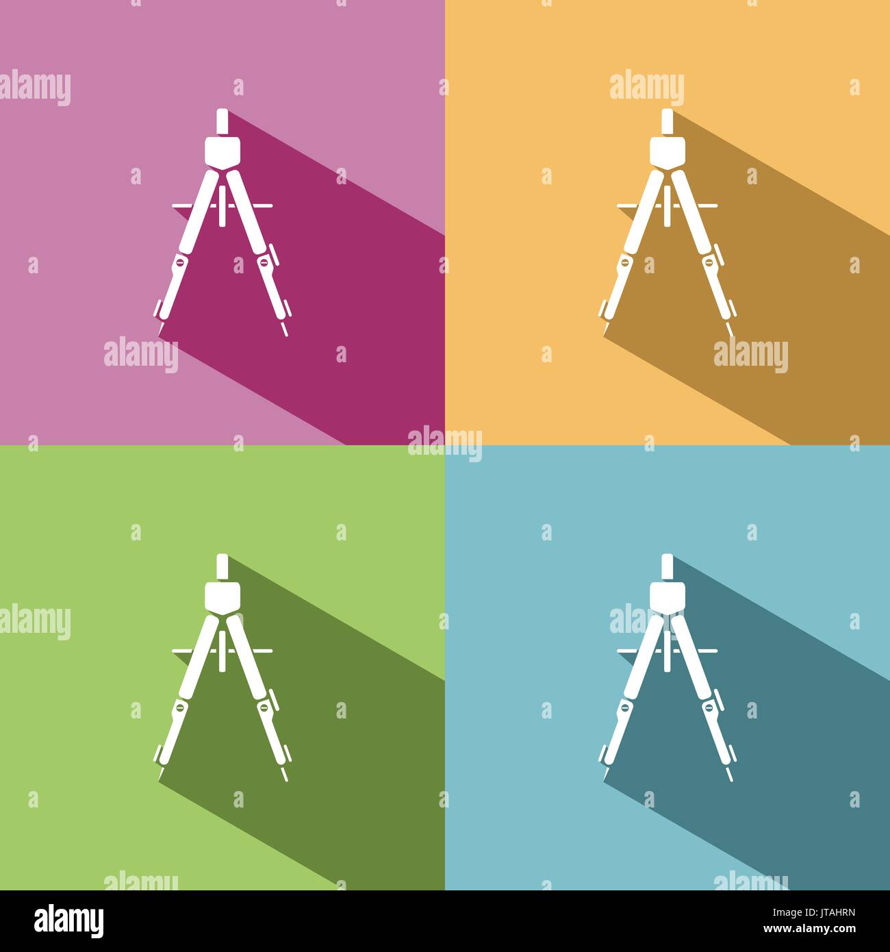 L'icône boussole dessin avec de l'ombre sur fond de couleur Illustration de Vecteur