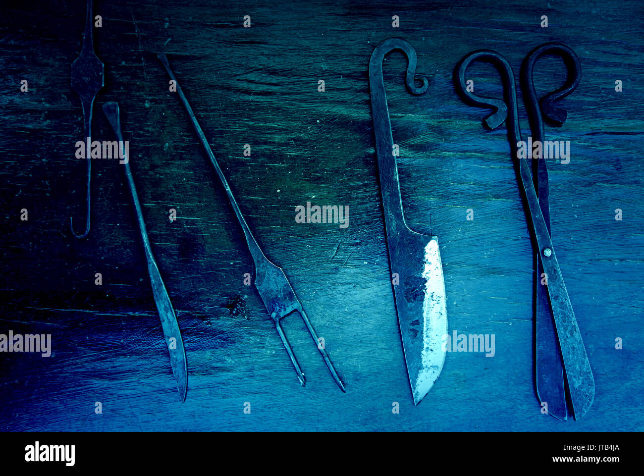 L'outil de soin de peau, détail d'objets pour travailler la peau, de l'artisanat traditionnel Banque D'Images