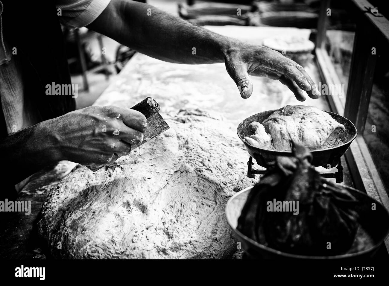 Pâte à pain de Baker, de l'artisanat détaillée, l'alimentation saine Banque D'Images
