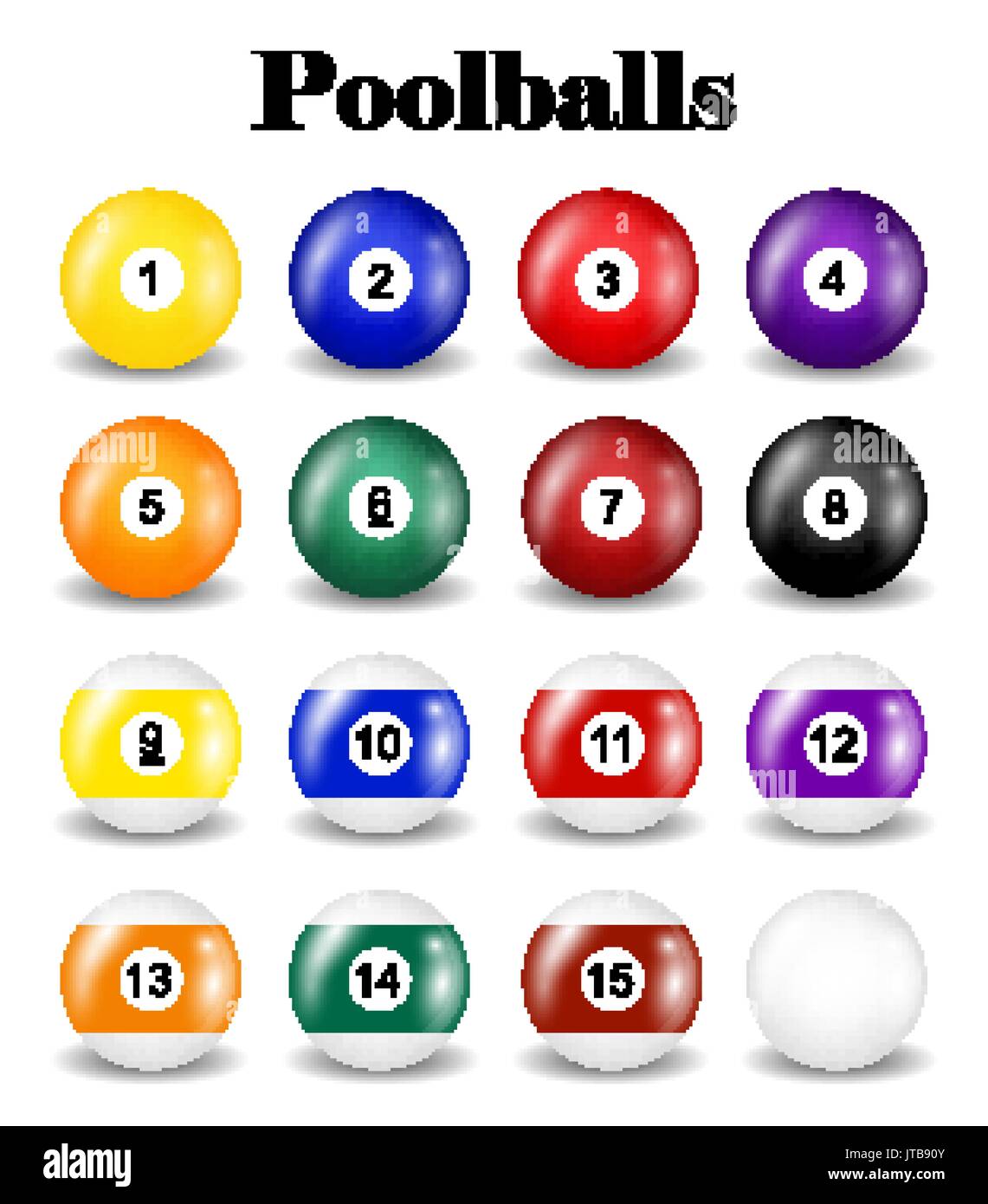 Real pool jeu de boules sur un fond blanc Illustration de Vecteur