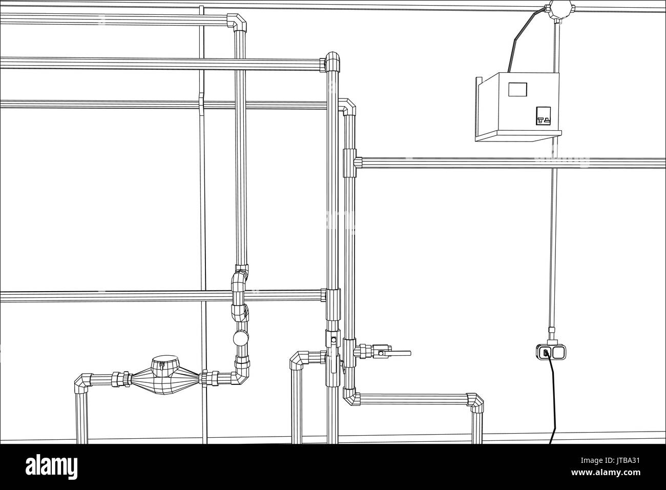 Station de purification de l'eau. L'équipement industriel. Illustration 3d de traçage Illustration de Vecteur