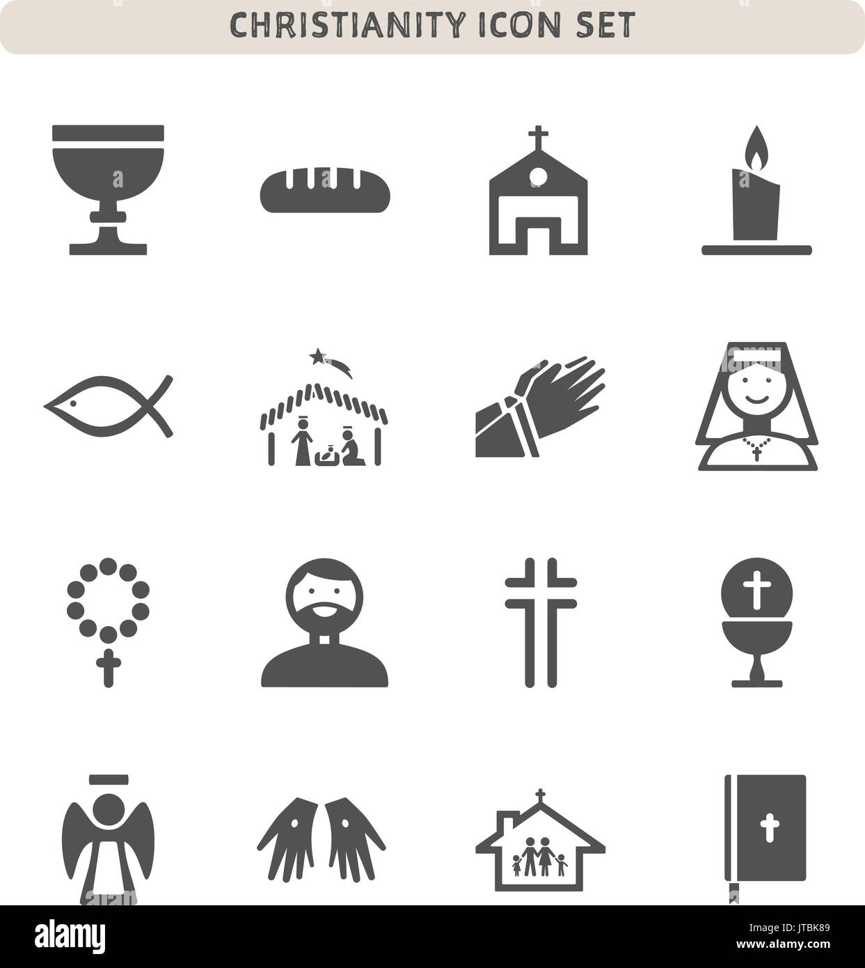 Le christianisme icons set sur fond blanc Illustration de Vecteur