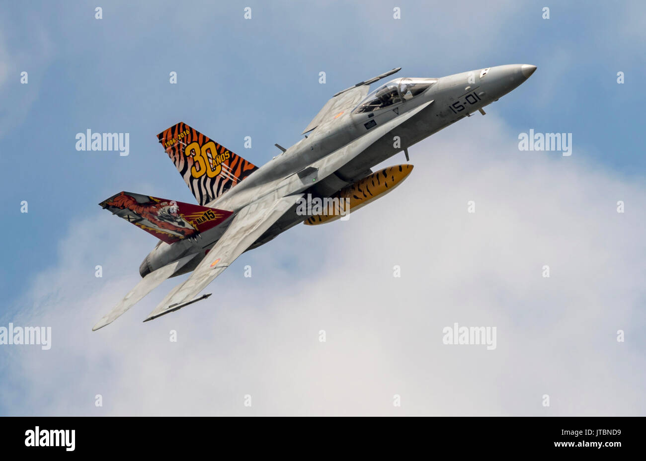 F-18 Hornet Spanish Air Force équipe d'exposition au Royal Intenational Air Tattoo Banque D'Images