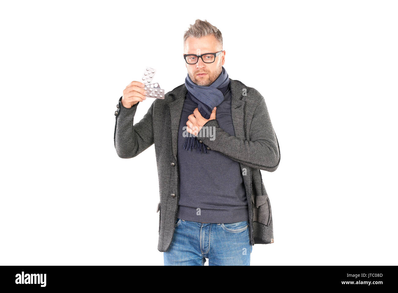 L'homme ayant les symptômes de la grippe Banque D'Images