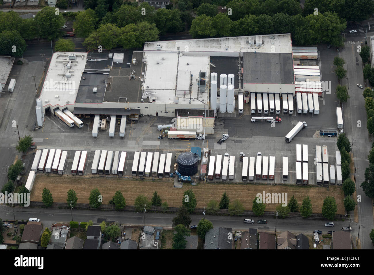 Vue aérienne de l'usine de transformation de produits laitiers Darigold, 4058 Albert St, Seattle, Washington State, USA Banque D'Images