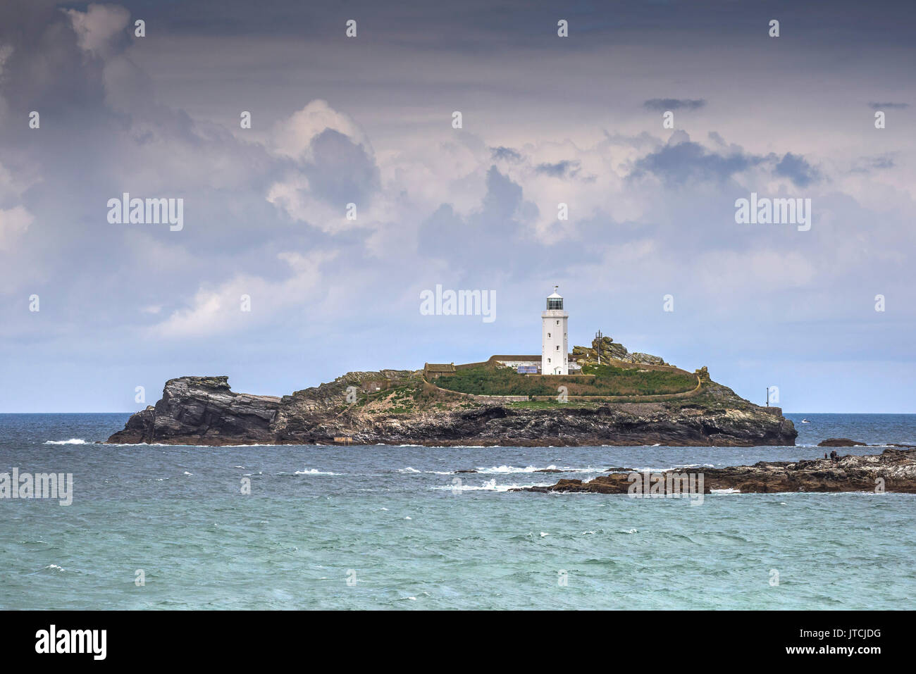 Le phare de Godrevy Godrevy sur l'île de Cornwall. Banque D'Images