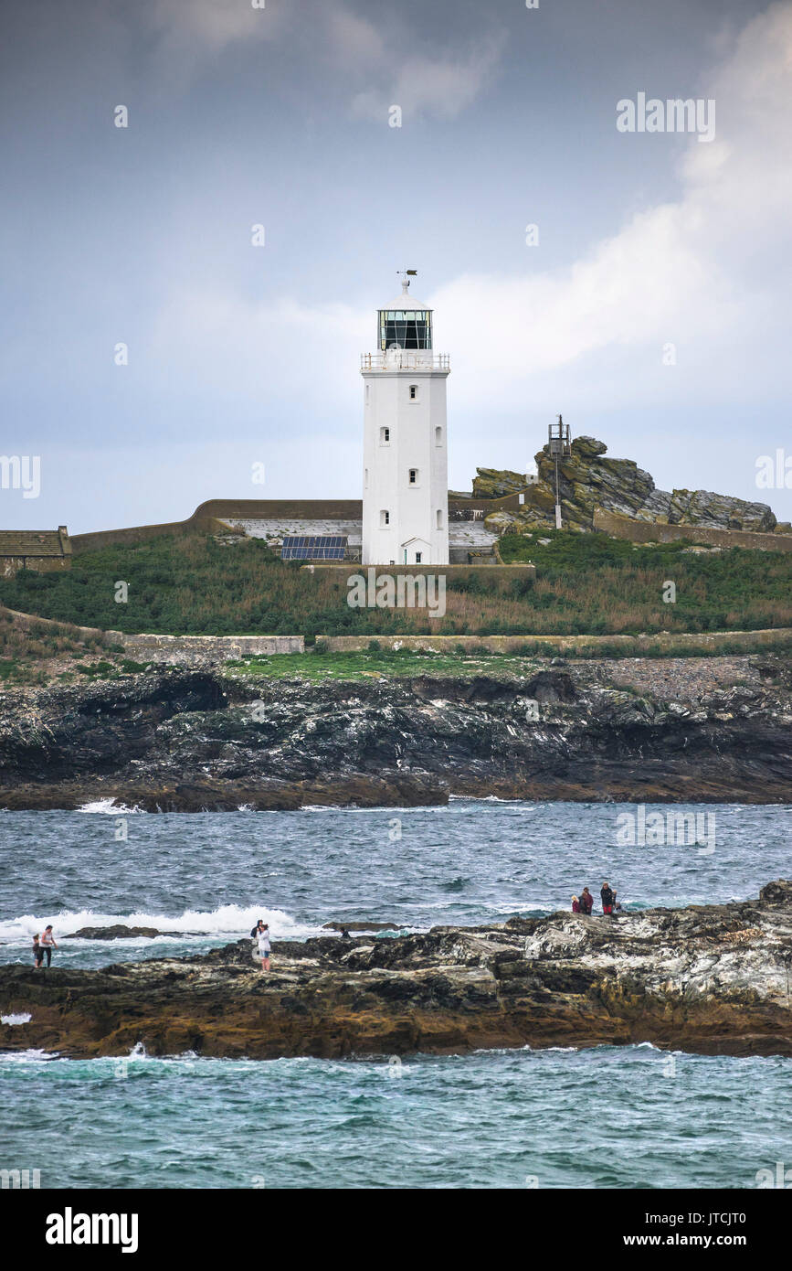 Le phare de Godrevy Godrevy sur l'île de Cornwall. Banque D'Images