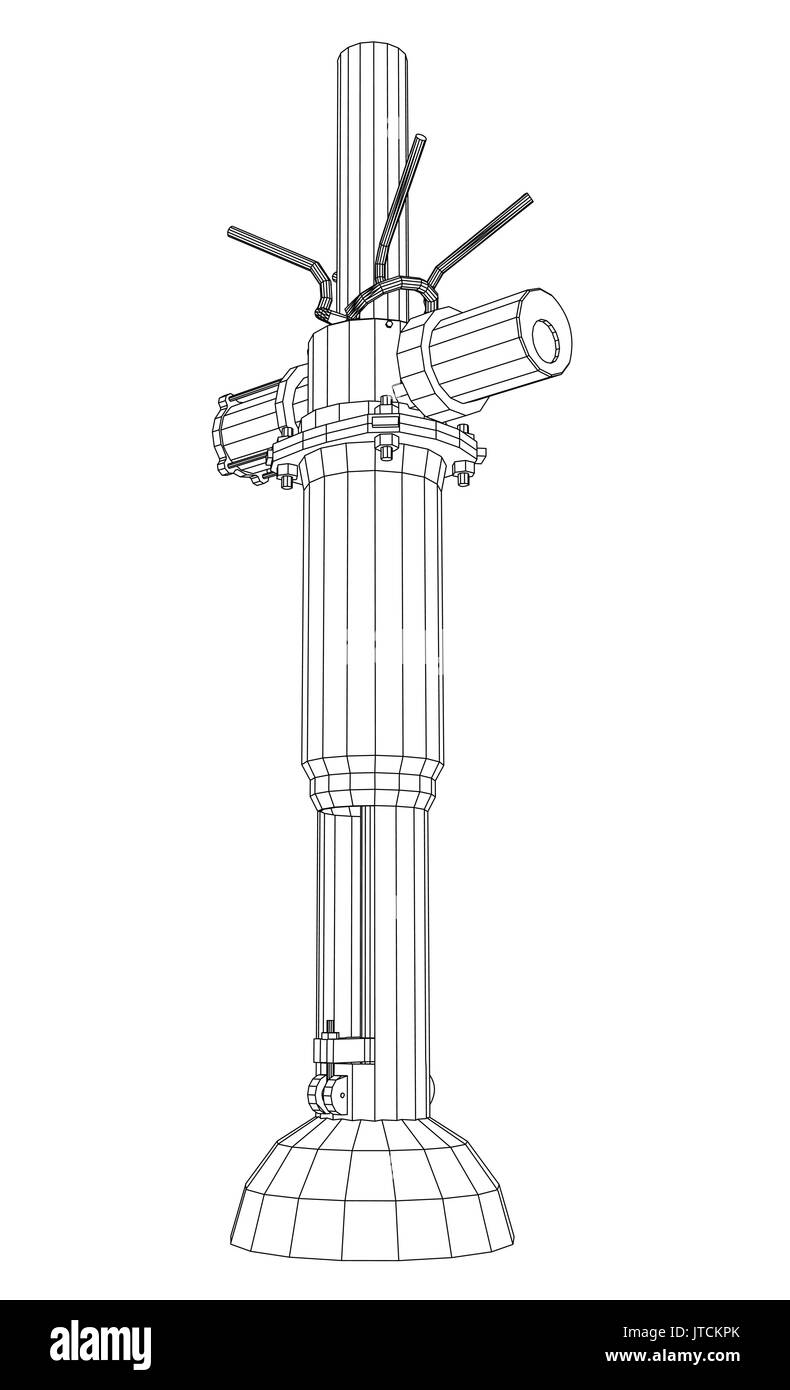 Les pipelines automatique avec clapet isolé sur blanc. Illustration 3d de traçage Illustration de Vecteur