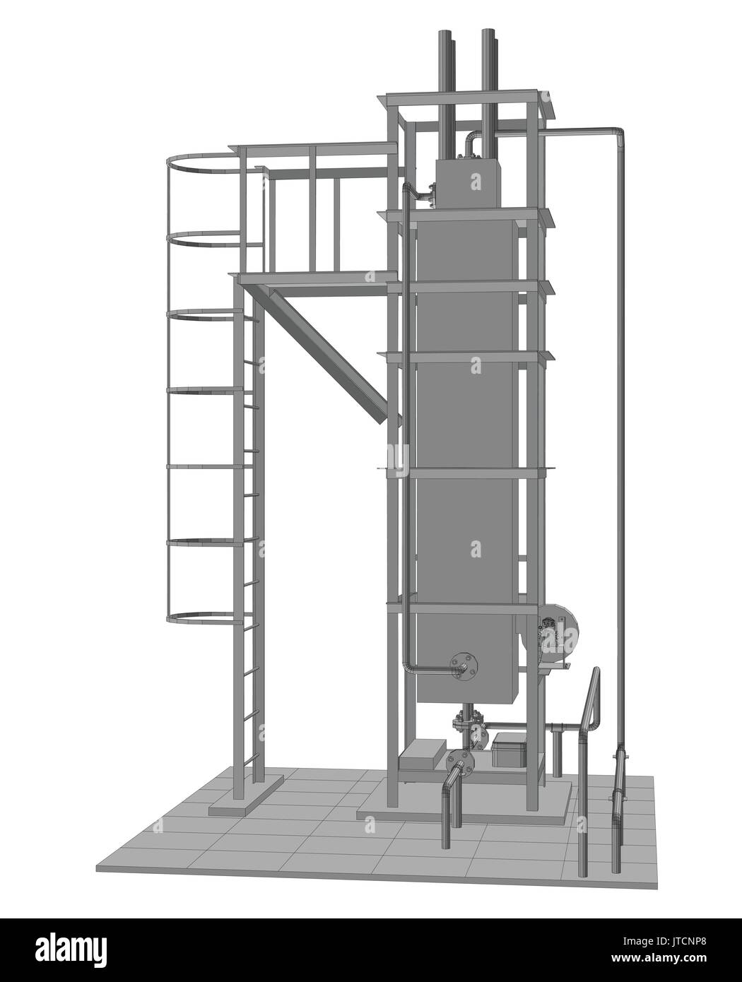 L'installation de gaz de pétrole. Illustration 3d de traçage. Illustration de Vecteur