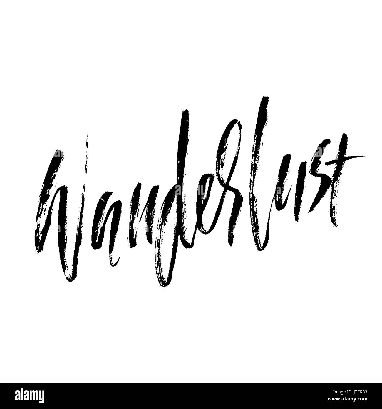 Wanderlust hand drawn phrase. Illustration manuscrite à l'encre. La calligraphie au pinceau sec moderne. Vector illustration. Illustration de Vecteur