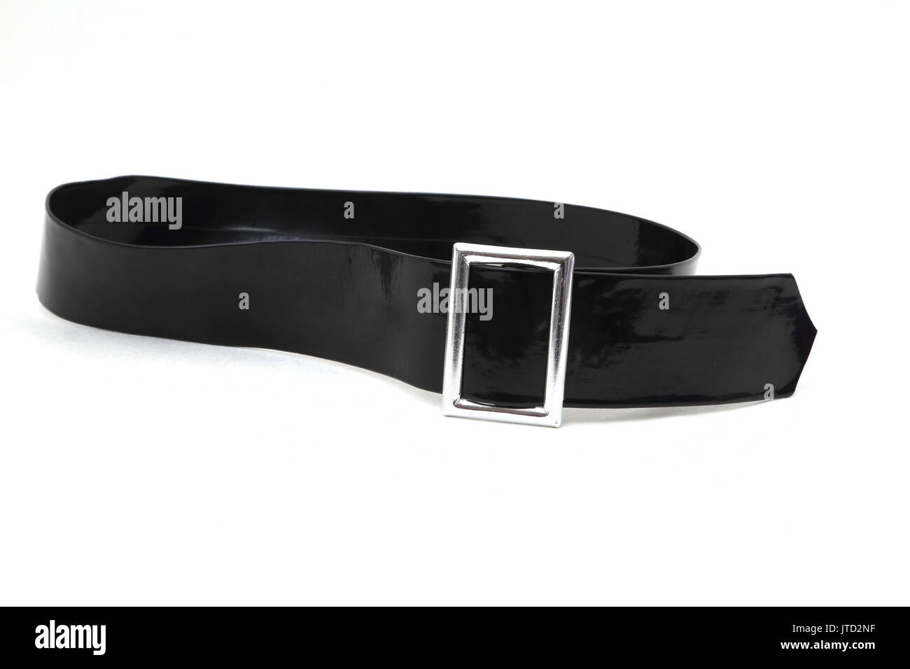 Large ceinture noire en plastique avec argent boucle Photo Stock - Alamy