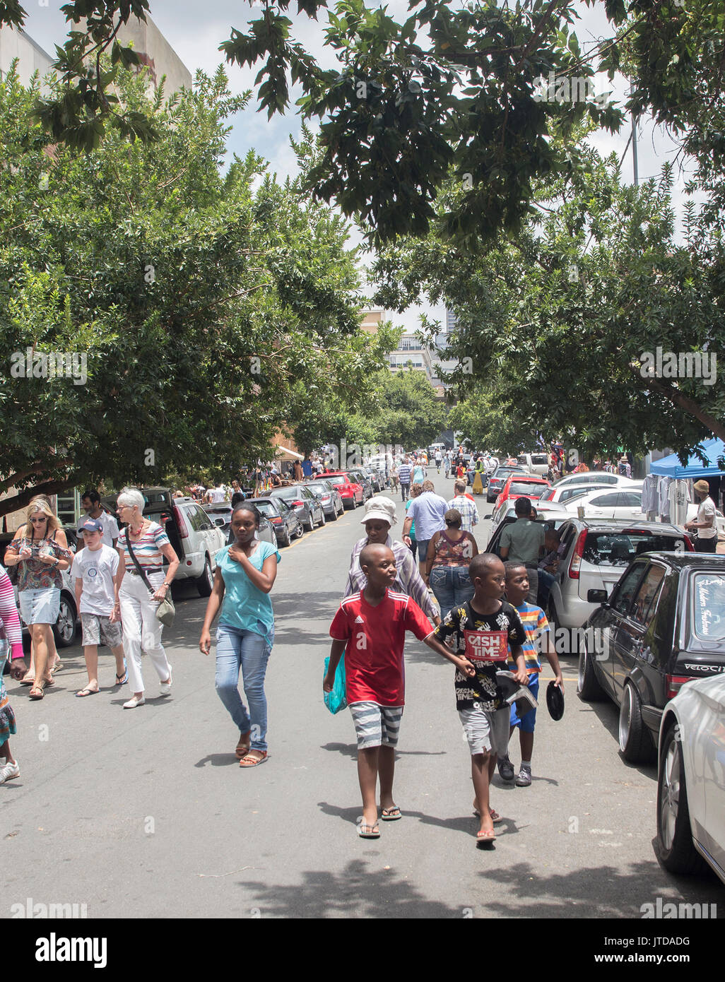 L'artère principale de la Cité Maboneng au centre-ville de Johannesburg, Gauteng, Afrique du Sud Banque D'Images