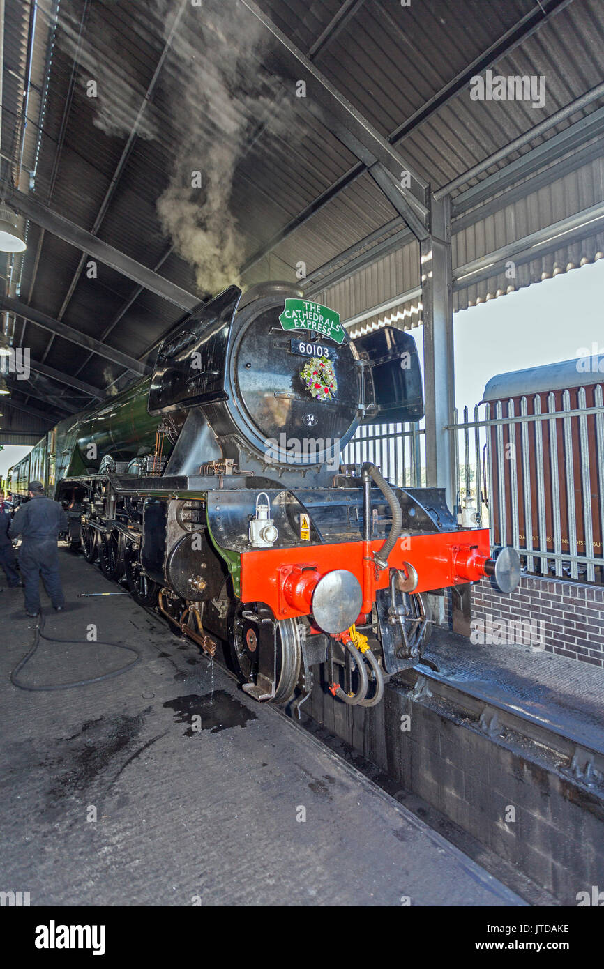 Le monde célèbre ex-LNER locomotive à vapeur no.60103 "Flying Scotsman" à Bishops Lydeard engine versé sur la West Somerset Railway, England, UK Banque D'Images