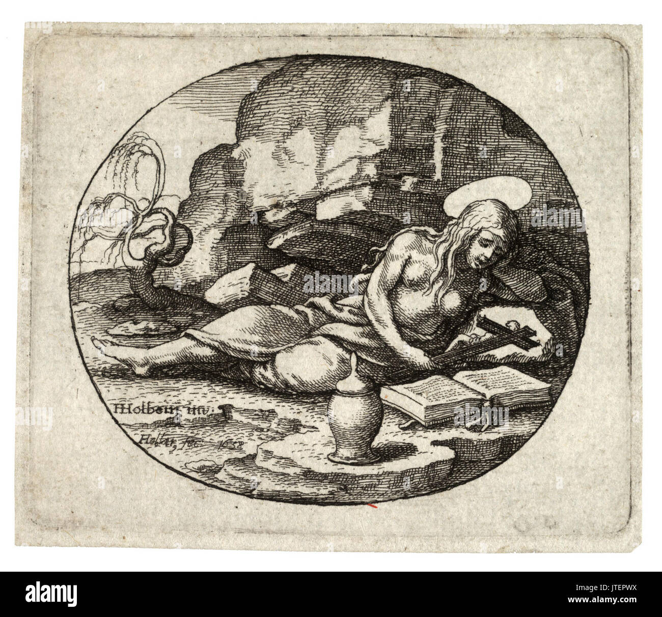 Place Wenceslas Hollar le pénitent, Madeleine après Holbein Banque D'Images