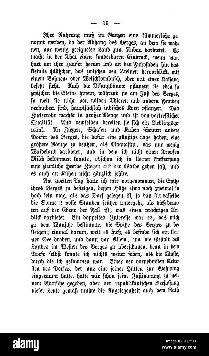 Une page de 'Reisen in Ostafrika' de Johann Ludwig Krapf, détaillant ses voyages en Afrique de l'est. Ce travail offre une perspective historique sur l’exploration du XIXe siècle et le paysage africain à l’époque coloniale. Banque D'Images
