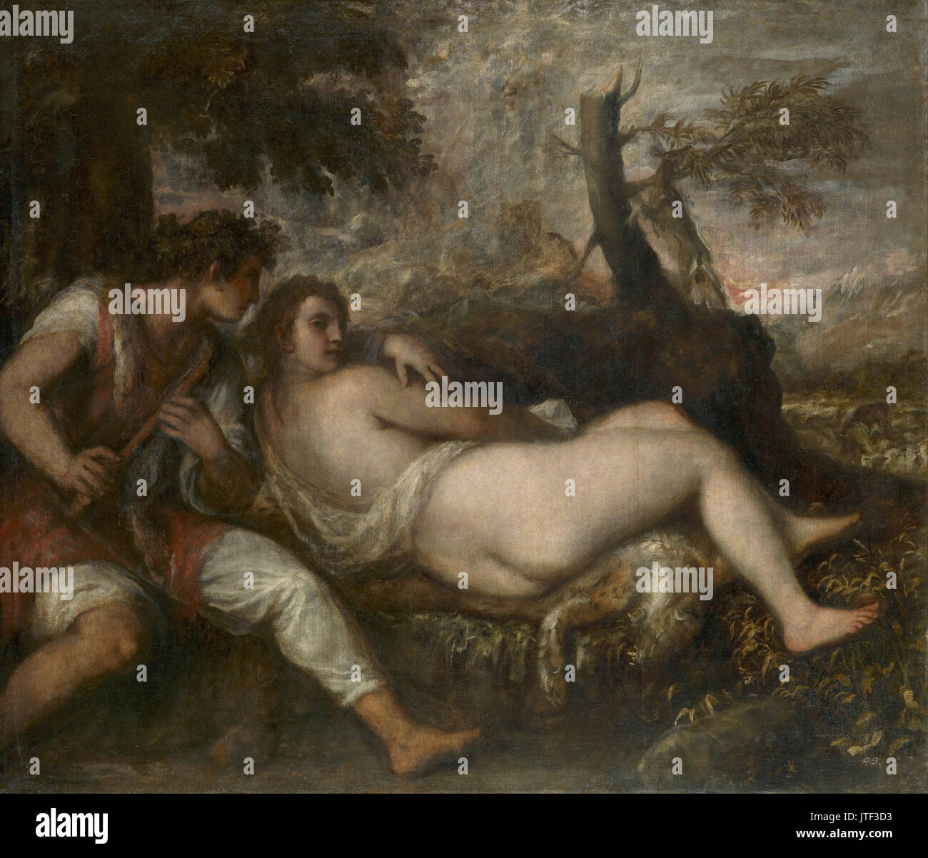 Tiziano Vecellio, appelé nymphe Titien et Shepherd Banque D'Images