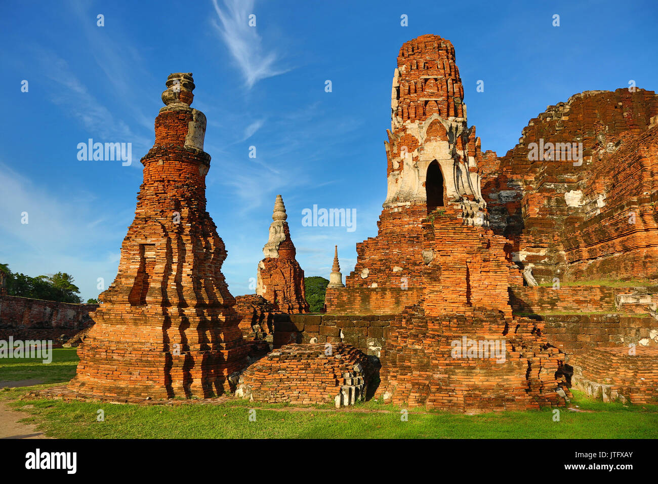 Ruines du temple Wat Mahathat, Ayutthaya, Thaïlande Banque D'Images