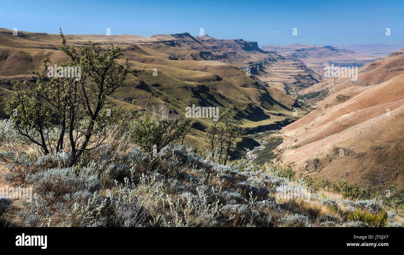 Vues Sani Pass, dans le sud du Drakensberg, Afrique du Sud Banque D'Images