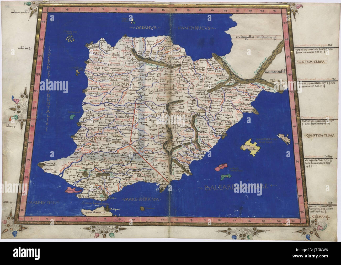 Péninsule ibérique 1467 Cosmographia de Ptolémée Banque D'Images