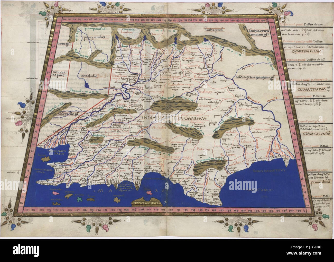 Cosmographia de Ptolémée l'Inde 1467 Banque D'Images