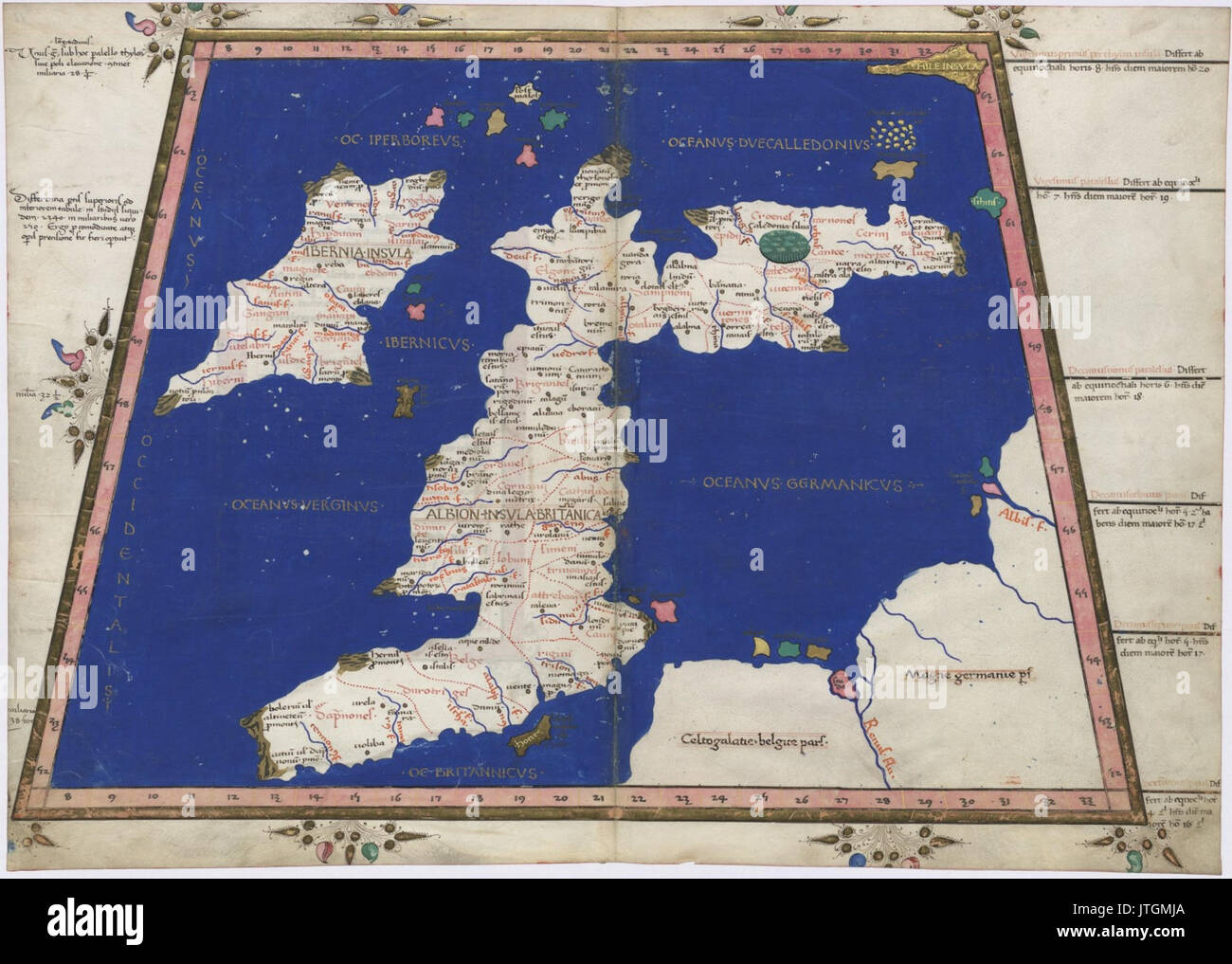 Cosmographia de Ptolémée 1467 Grande Bretagne et Irlande Banque D'Images