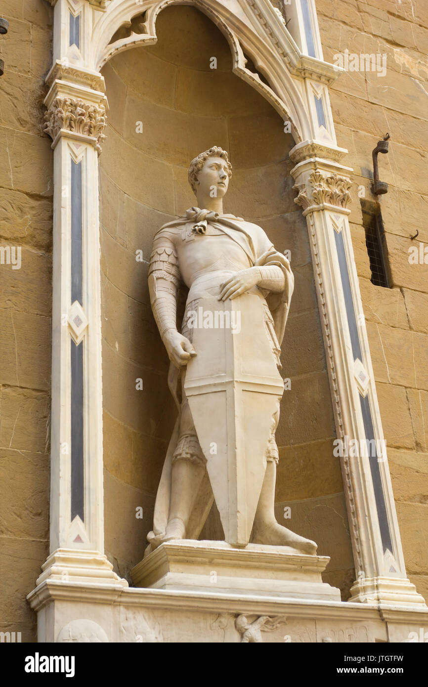 Statue de Saint George, le sculpteur Donatello. Ou de l'église San Michele, Florence, Italie Banque D'Images