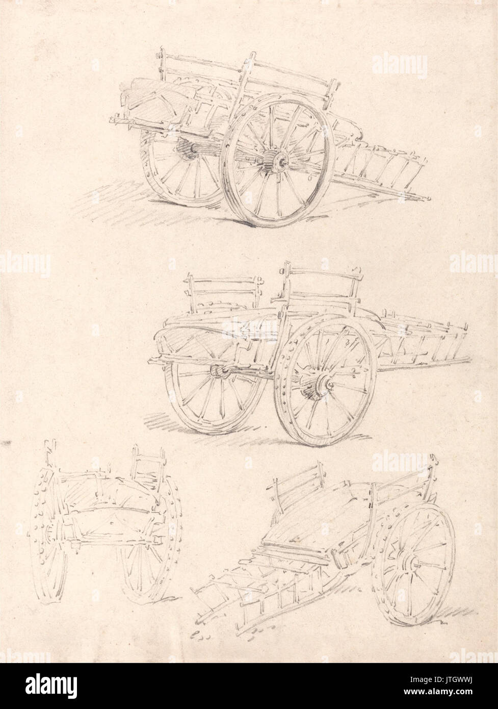 Thomas Girtin quatre études d'un chariot de foin Banque D'Images