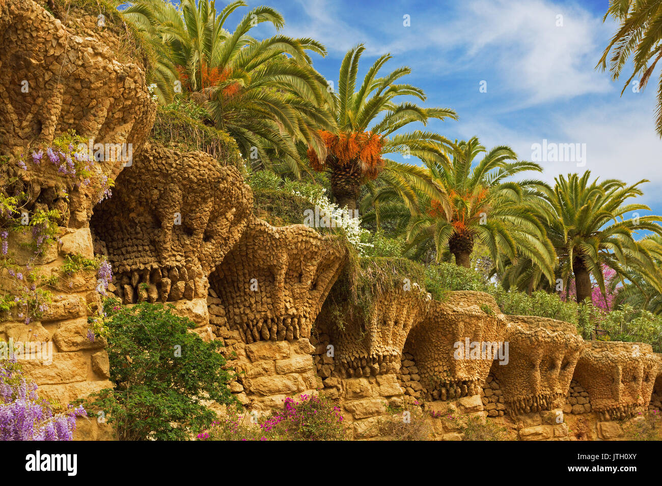 Nature du Parc Guell à Barcelone, Espagne Banque D'Images