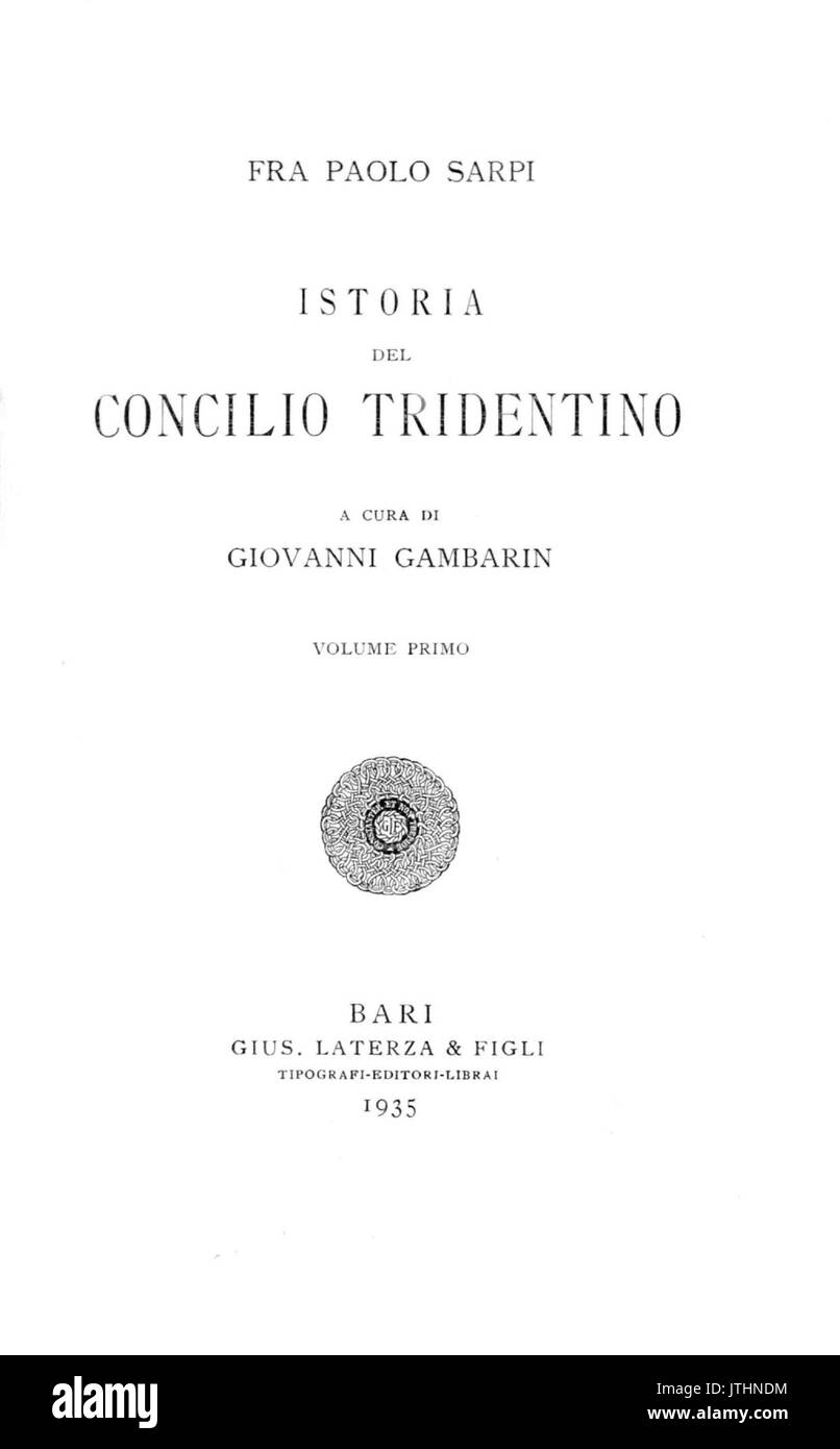 Le del Concilio tridentino Sarpi, 1935 1916022 Banque D'Images