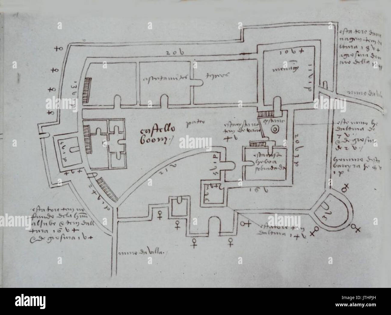 Planta de Castelo Bom, Duarte de Armas, 1509 Banque D'Images
