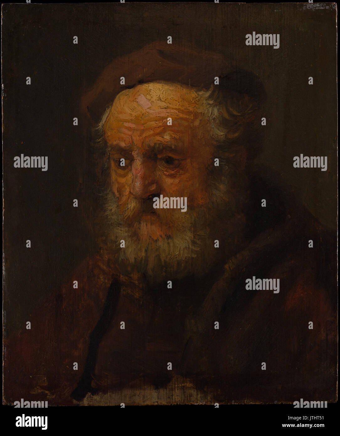 Portrait de Rembrandt d'un vieil homme dans un béret DP143183 Banque D'Images