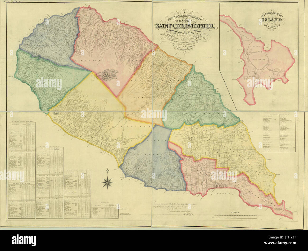 Saint Christopher topo map par William McMahon 1828 Banque D'Images