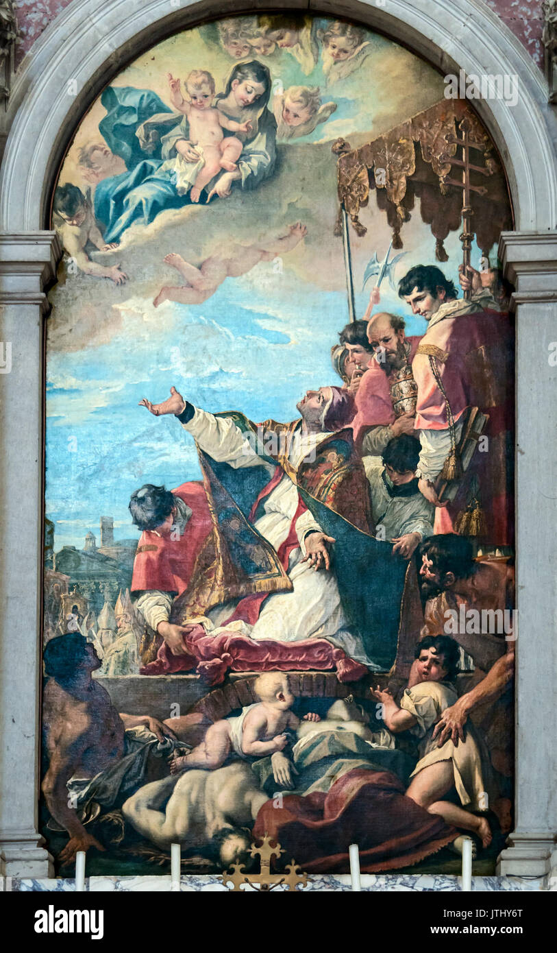 Santa Giustina (Padoue) Saint Grégoire le Grand par Sebastiano Ricci Banque D'Images