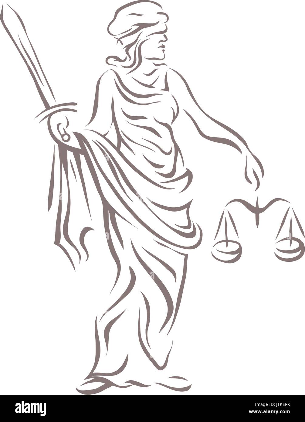 Femida avec avec une épée et des balances Illustration de Vecteur